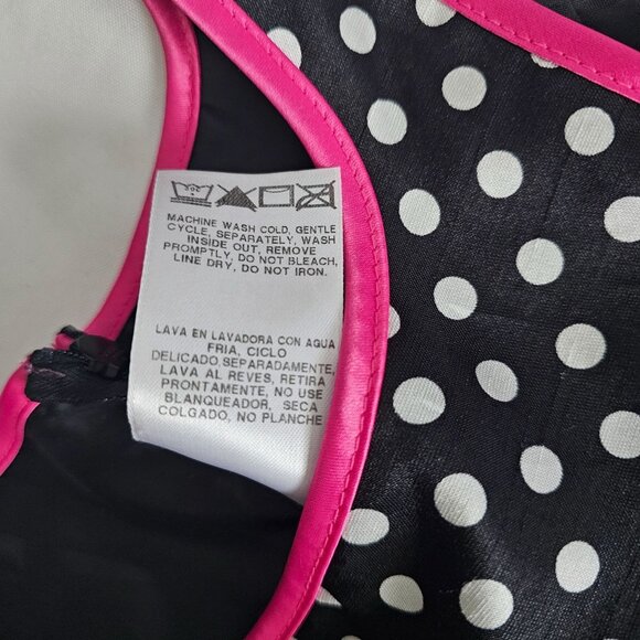 Bonnie Jean Kids Girls Black White Polka Dot Pink Trim Drop Waist Dress Size 10 - Picture 7 of 12